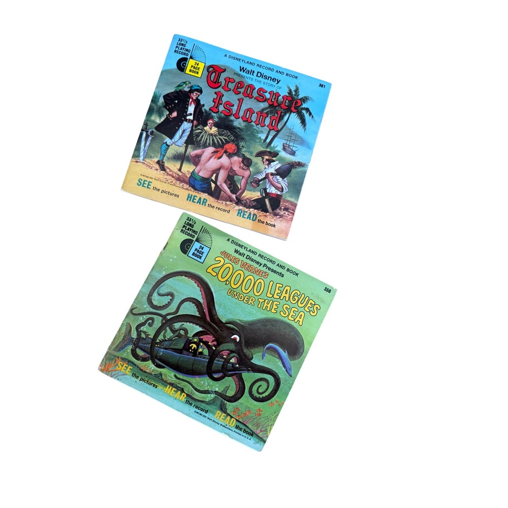 VTG Disney See Hear‎ Read books Treasure Island & 20,000 Leagues Under the Sea